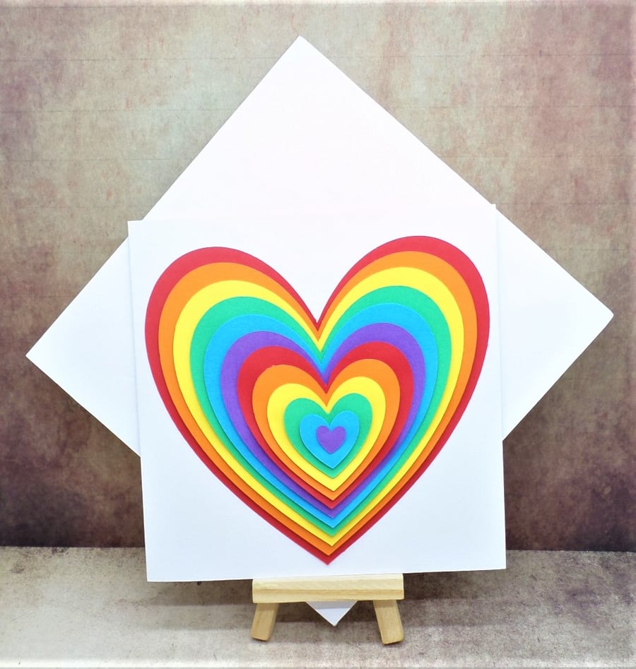 Rainbow heart layered with love card