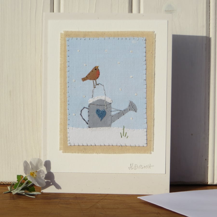 Hand-stitched miniature on card for Christmas, detailed, a card to keep!