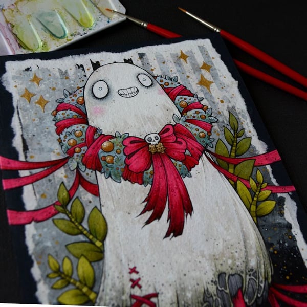 bah humbug festive spirit - original A5 collage illustration 