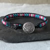 Transgender blue, pink and white bead and leather bracelet, LGBTQ 