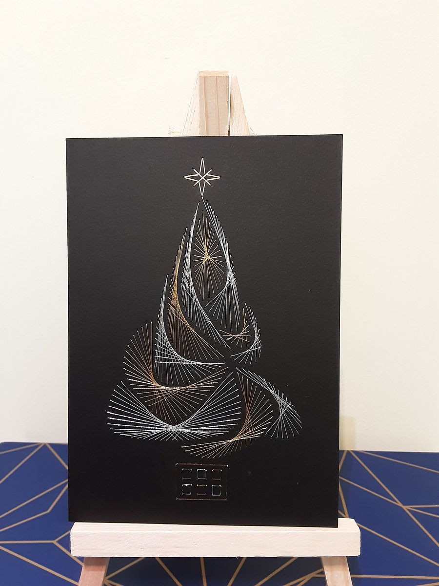 Christmas Tree Hand Embroidered Christmas Card