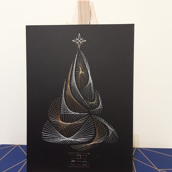 Christmas Tree Hand Embroidered Christmas Card