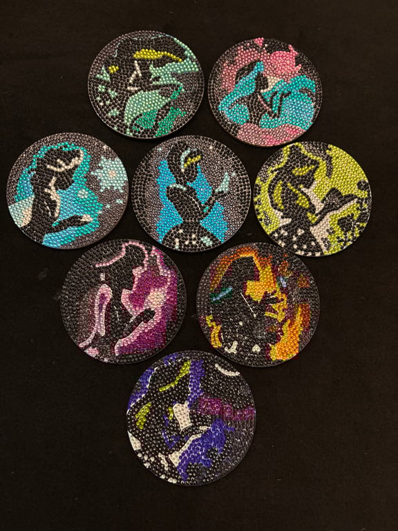 Set of 8 Diamond Art Coasters-Silhouettes
