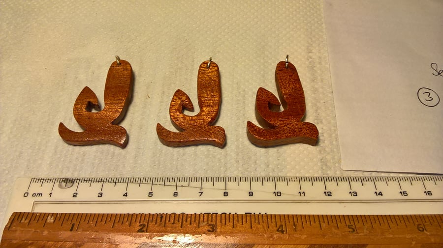 Mahogany Hook Motif pendants (set of three)
