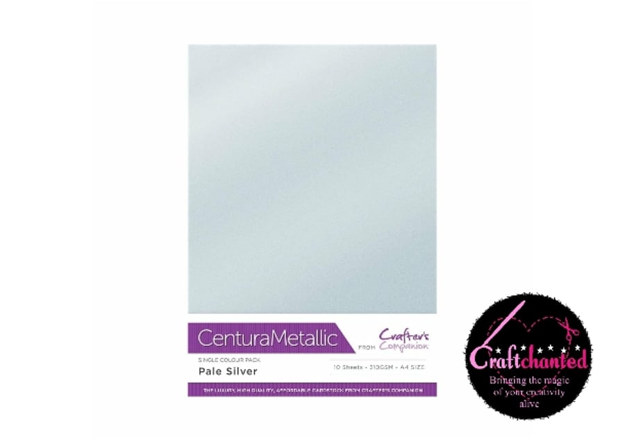Crafter's Companion - Centura Pearl Metallic - Pale Silver - A4 310gsm 10 Sheets