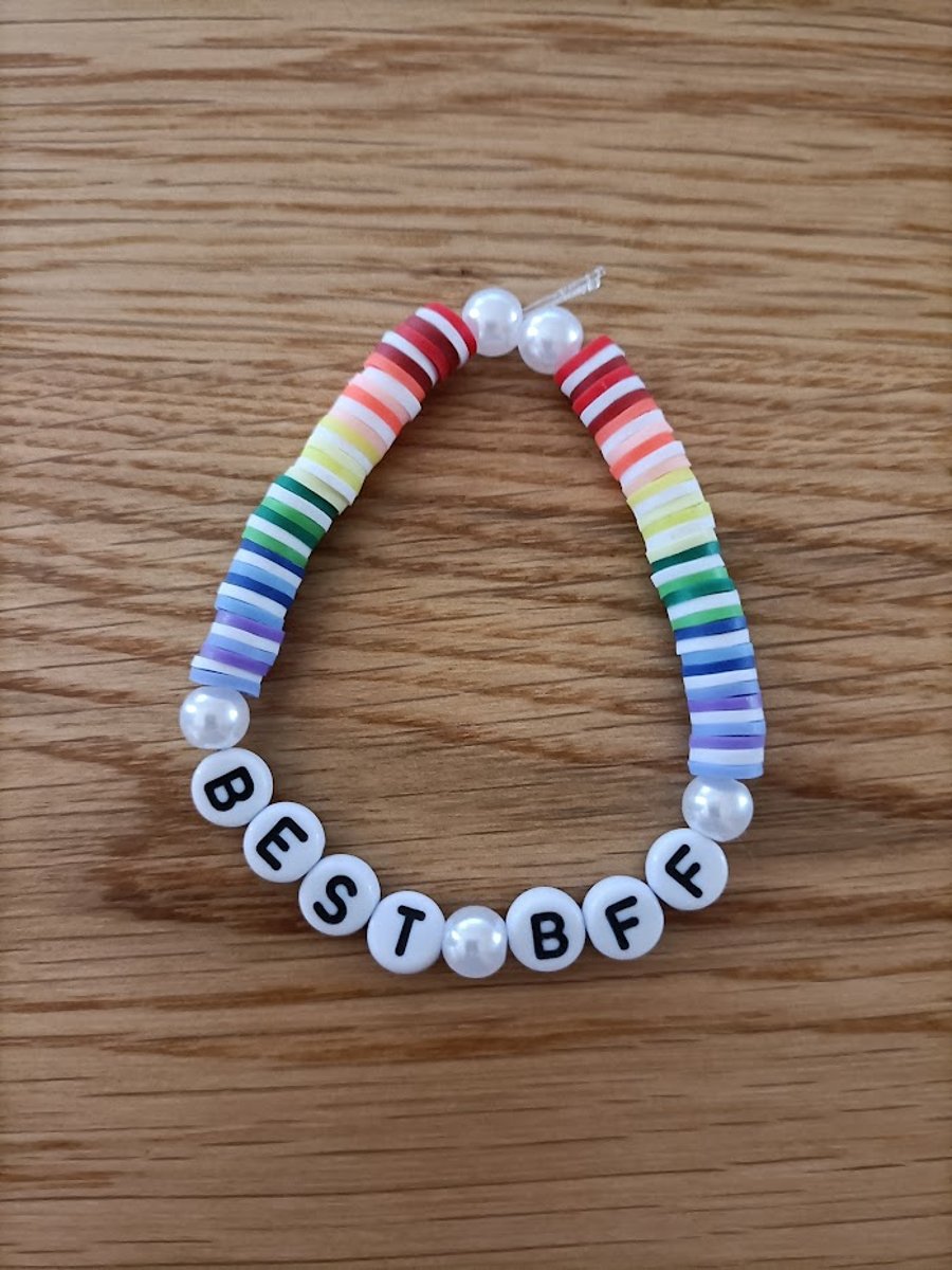 Best BFF - Handcrafted Polymer Clay Elasticated Bracelet