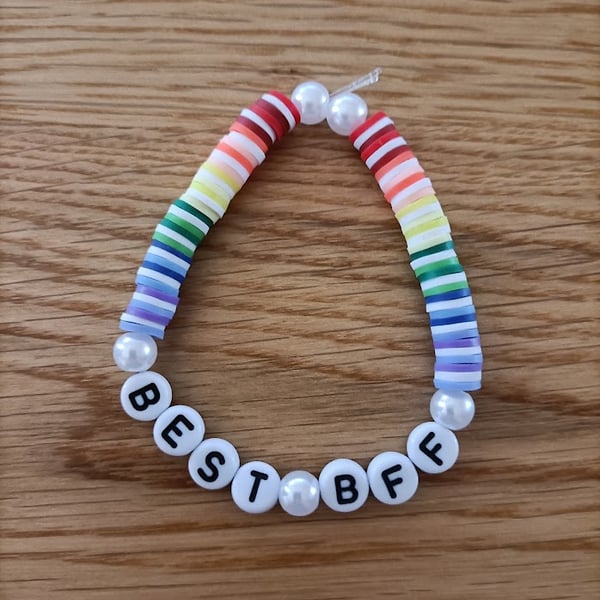 Best BFF - Handcrafted Polymer Clay Elasticated Bracelet