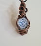 Double Sided Blue & White Unique Copper & Glass Pendant Necklace Gift Jewellery  - Image 4