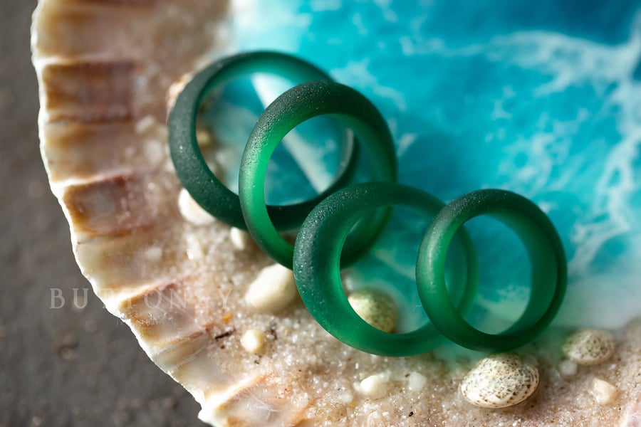 Sea Glass Ring Bottle Green Resin Ring Resin Sea Glass Beach Jewelry Ocean Livin