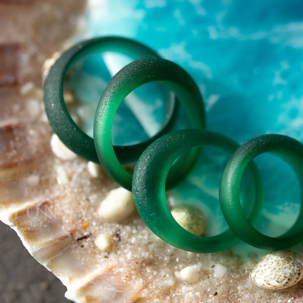 Sea Glass Ring Bottle Green Resin Ring Resin Sea Glass Beach Jewelry Ocean Livin
