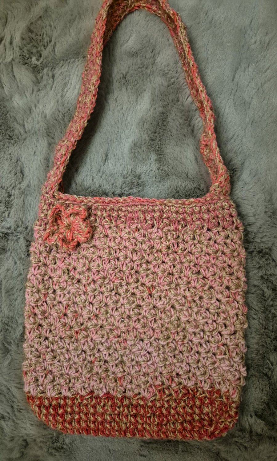 Jute and pink ombre shoulder bag, the boho sass
