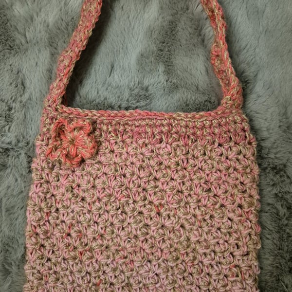 Jute and pink ombre shoulder bag, the boho sass