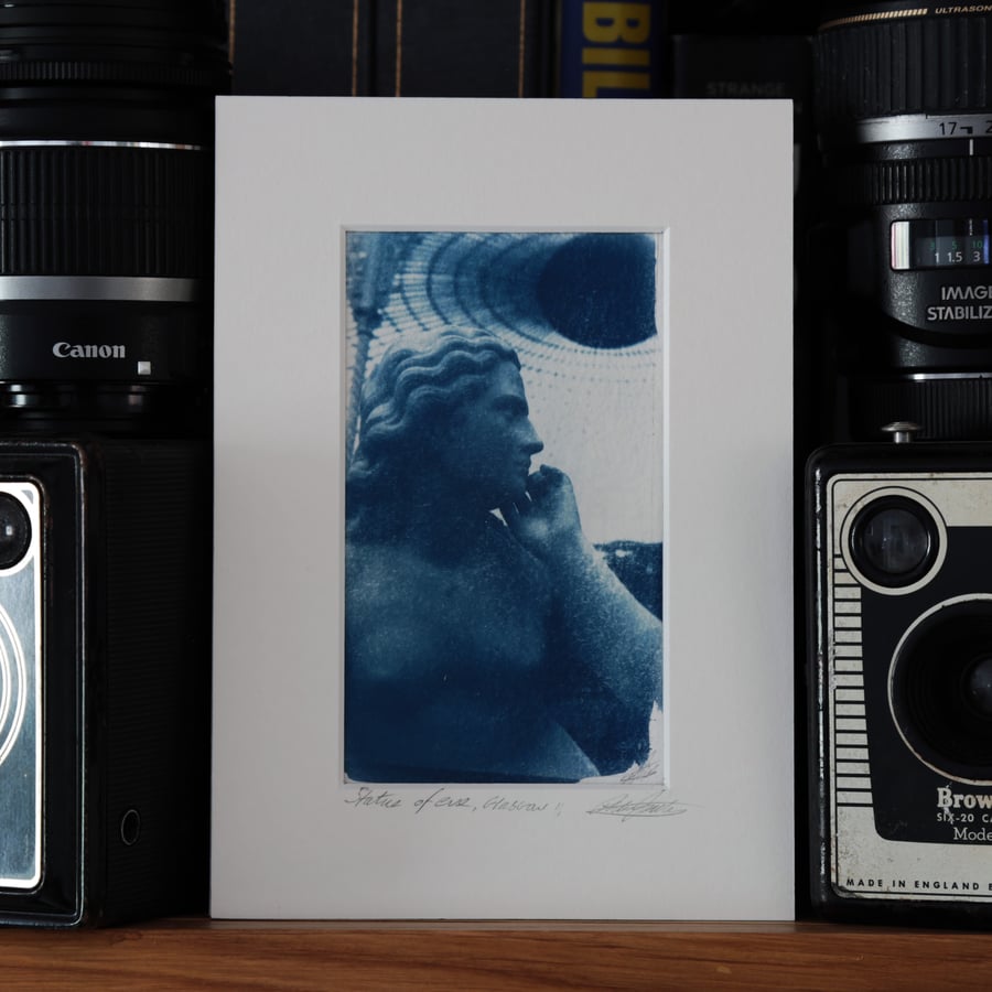 Cyanotype Photo O.O.A.K. Statue of Eve Glasgow