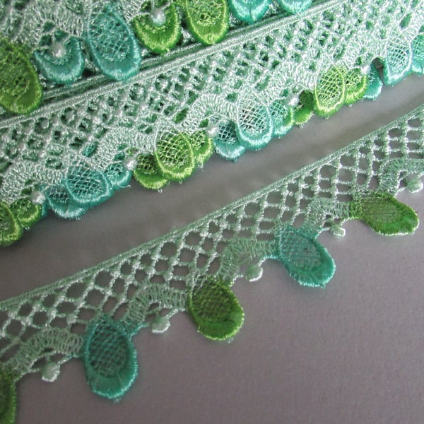 Green Ombre Venise Guipure Lace sold by the metre