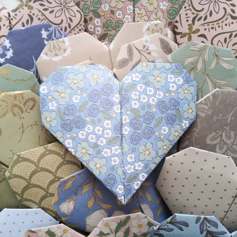 Origami Scandinavian Love Hearts Set D of 40 Handmade Wedding Favours Gift 
