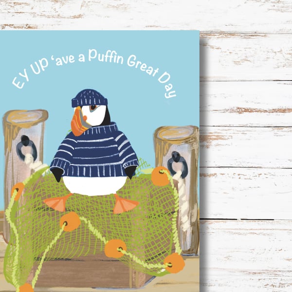 Funny Birthday Card Puffin Cute Yorkshire puffins 
