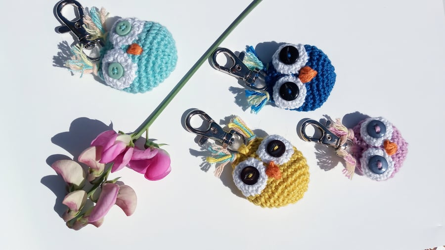 Handmade Crochet Owl Keyring