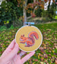 Red Squirrel mini hoop, handmade hanging decoration, embroidered - Image 9