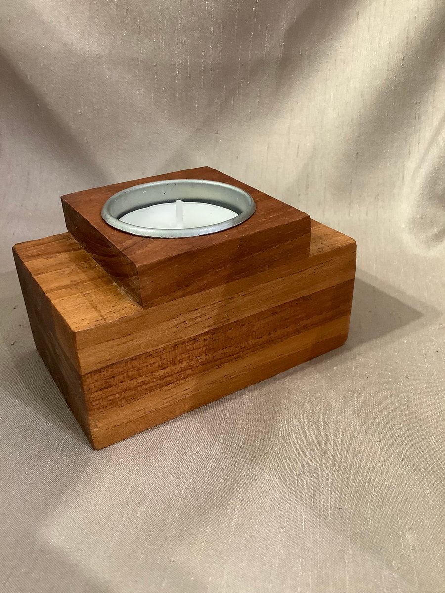 Deco Style Reclaimed Mahogany Tealight Holder