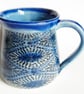 Blue Patterned Glazed Mug - Hand Thrown Stoneware Ceramic Mug  - Image 1