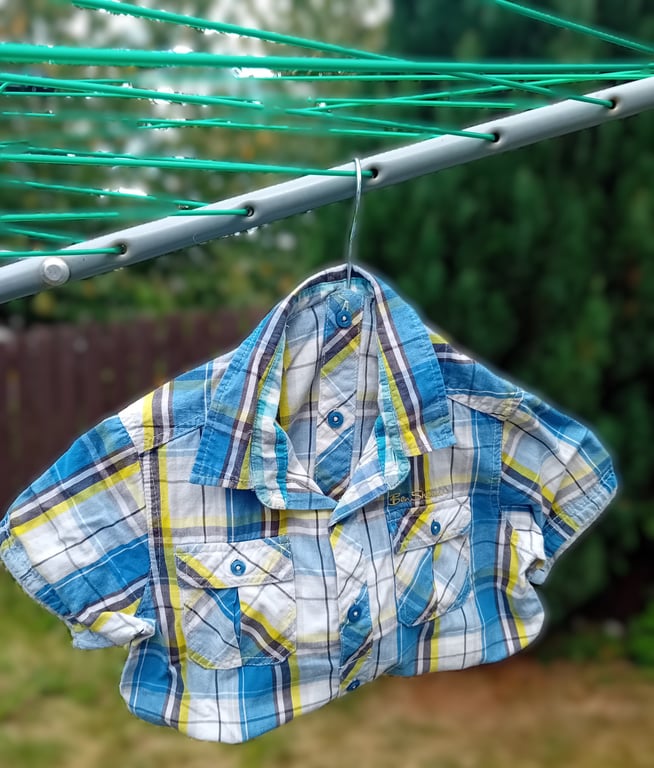 Pale Blue Check Shirt Peg or Storage Bag