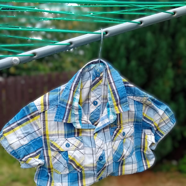 Pale Blue Check Shirt Peg or Storage Bag