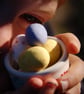 egg cup, blue chicken, hand painted ceramic - Image 4