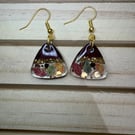 Handmade Autumn Resin Earrings with Leaf and Gold Flake Details