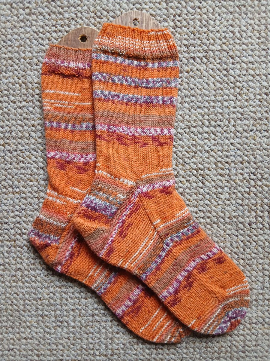 Socks, hand knitted, Med-Large, adult size 7-8