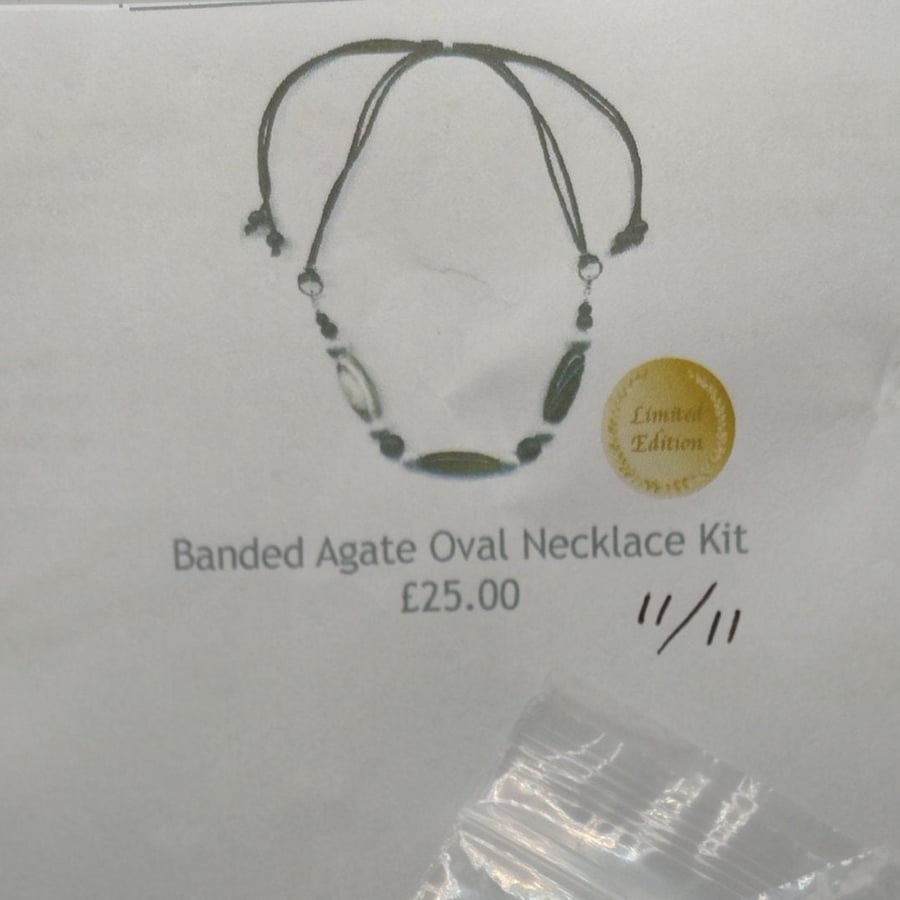 Banded Agate Oval Necklace Making Kit  Boxed includes Instructions