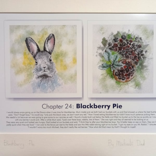 Original hand painted watercolour print of a sussex southdowns Rabbit