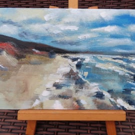 Beach Scene 2 Art Original Acrylic Painting on Canvas OOAK 