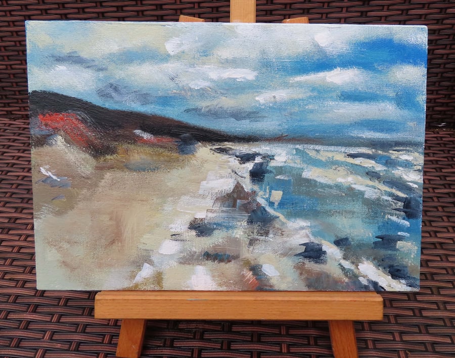 Beach Scene 2 Art Original Acrylic Painting on Canvas OOAK 