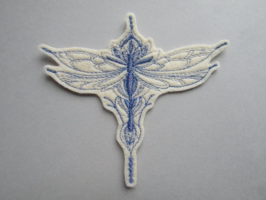 Dragonfly Embroidered Sew on Applique Patch