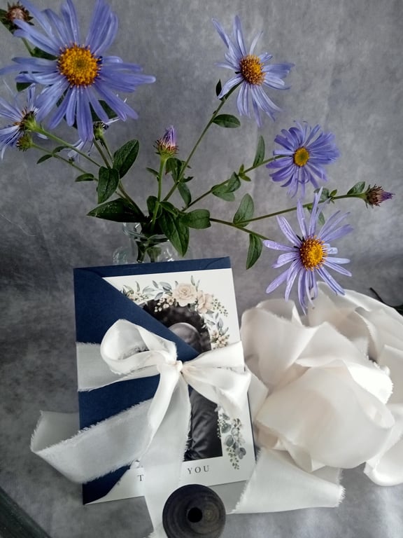 Hand Dyed Silk Ribbon, Ivory Habotai, Bridal Bouquet Ribbon, Cake, Stationery