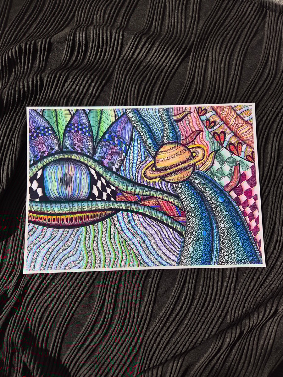 Abstract Art Print - A4 Unframed Pattern Art - Through The Dragons Eye