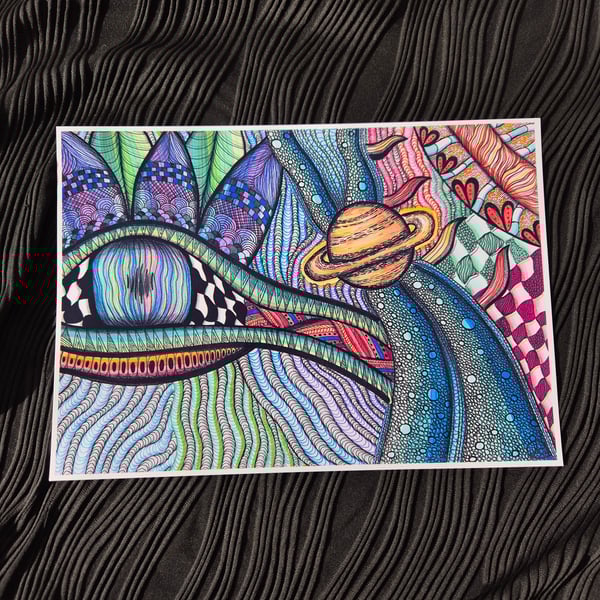 Abstract Art Print - A4 Unframed Pattern Art - Through The Dragons Eye