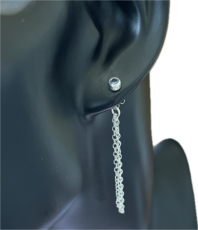 Electric Blue Drop Earrings - Handmade, Sterling Silver & Blue CZ 