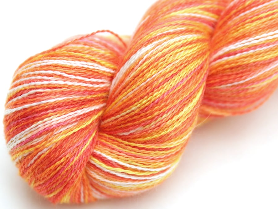 SALE Orange Sorbet - Silky Baby alpaca laceweight yarn