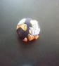 6 Silk Buttons Teddy Bear Reading TIMES Newspaper 1ins 2.5cms  - Image 1