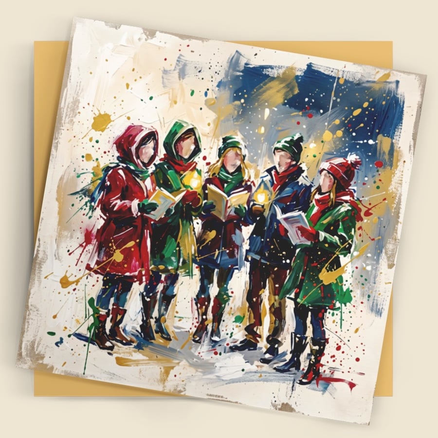 Christmas Carolers Art Card – Premium Festive Greeting Card