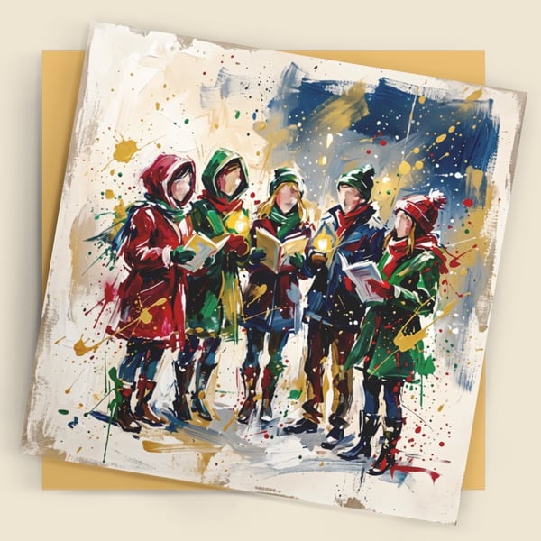 Christmas Carolers Art Card – Premium Festive Greeting Card