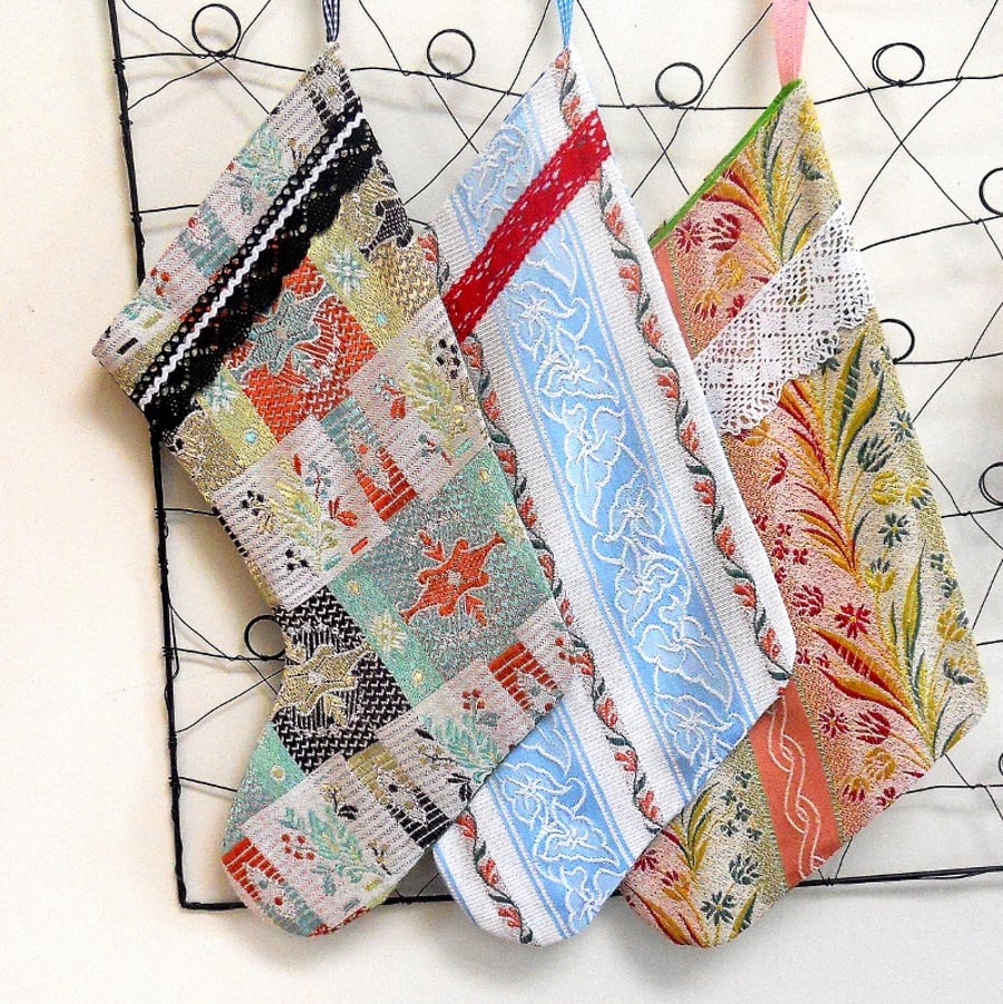 Retro Christmas Stocking made from 50s 60s vintage fabric by WittyDawn