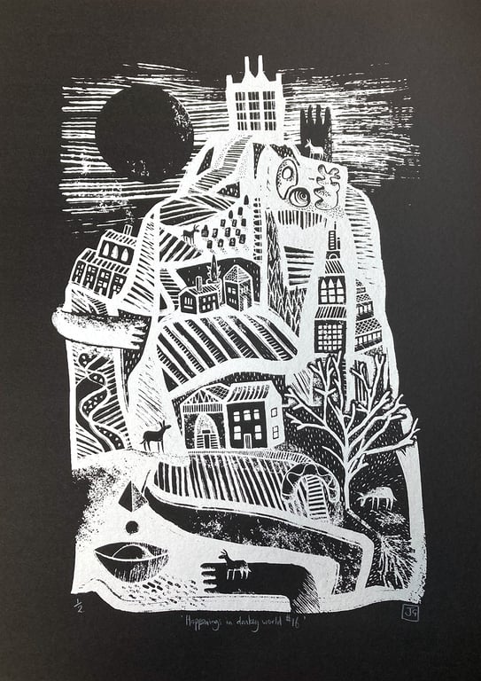 Happenings in Donkey World No.16 one-colour A2 screen-print silver edition