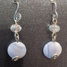 Blue Lace Agate and Chinese Crystal drops with Sterling Silver Earwires