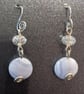 Blue Lace Agate and Chinese Crystal drops with Sterling Silver Earwires