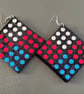 Colourful Handmade Polka Dot Fabric Earrings - Bold Statement Square Earrings 