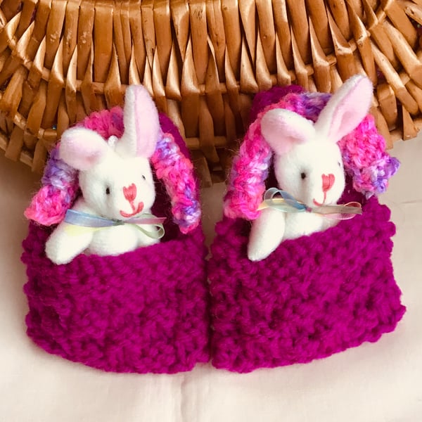 Bunny sleeping bag,Twin bunnies,Mini Cerise sleeping bag,9cm,Toy Easter bunnies,