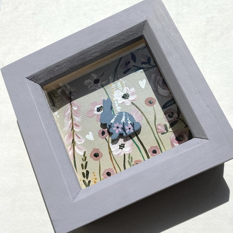 Bunny Art Frame, Bunny Gift,  Gift for Her, 7.5cm 