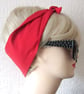 Red Hair Tie Fabric Head Scarf by Dolly Cool Plain Rockabilly 50s